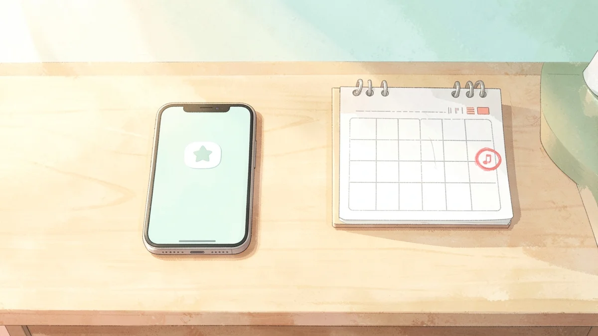 スマホに届いたイベントの知らせと、日付に印をつけたカレンダー